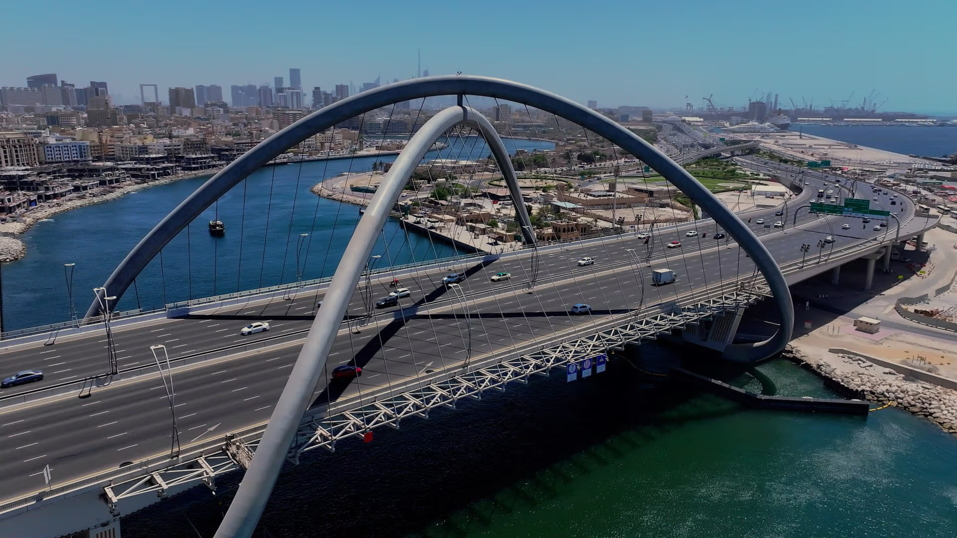 Shindagha Bridge connecting Bur Dubai and Deira
